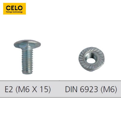 Tálcacsavar/lencsefejű csavar M6x15 + M6 anya Celo