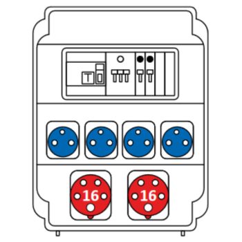   SEZ ROS 11/FI-23/S Ipari kombináció  4db HT dugalj + 2db 16A 5P kismegszakítókkal + Fi-relé védelemmel