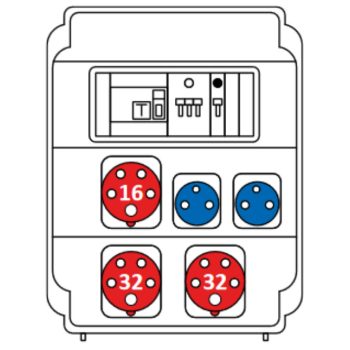   SEZ ROS 11/FI-12/S Ipari kombináció  2db HT dugalj + 1db 16A 5P + 2db 32A 5P kismegszakító + Fi-relé védelemmel 