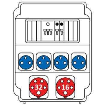   SEZ ROS 11/I-21/S Ipari kombináció 1db 32A 5P, 1db 16A 5P, 4db VZ 16S. + kismegszakítók
