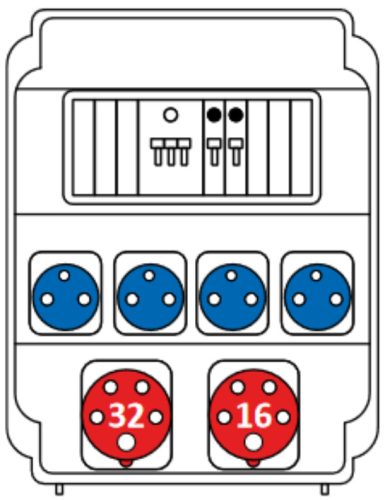 SEZ ROS 11/I-21/S Ipari kombináció 1db 32A 5P, 1db 16A 5P, 4db VZ 16S. + kismegszakítók