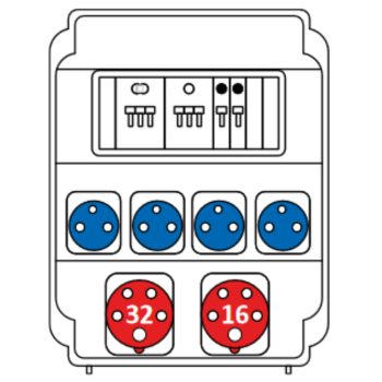   SEZ ROS 11/I-22 Ipari kombináció :1db 32A 5P,1db 16A 5P,4db VZ 16S. + kismegszakítók