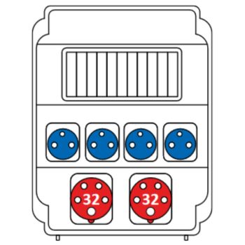   SEZ ROS 11/X-22 Ipari kombináció A/S SEZ 2db 32A 5P+ 4db 2P+F (Schucko) 