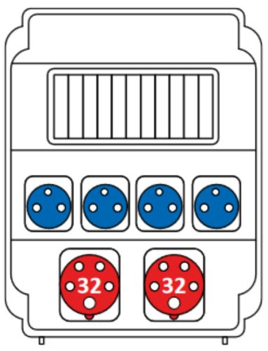 SEZ ROS 11/X-22 Ipari kombináció A/S SEZ 2db 32A 5P+ 4db 2P+F (Schucko) 